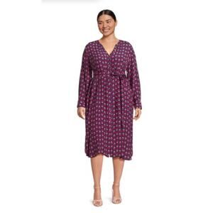 TERRA & SKY Women's Plus Size Midi Shirt Dress Geometric Print Sz 3XL